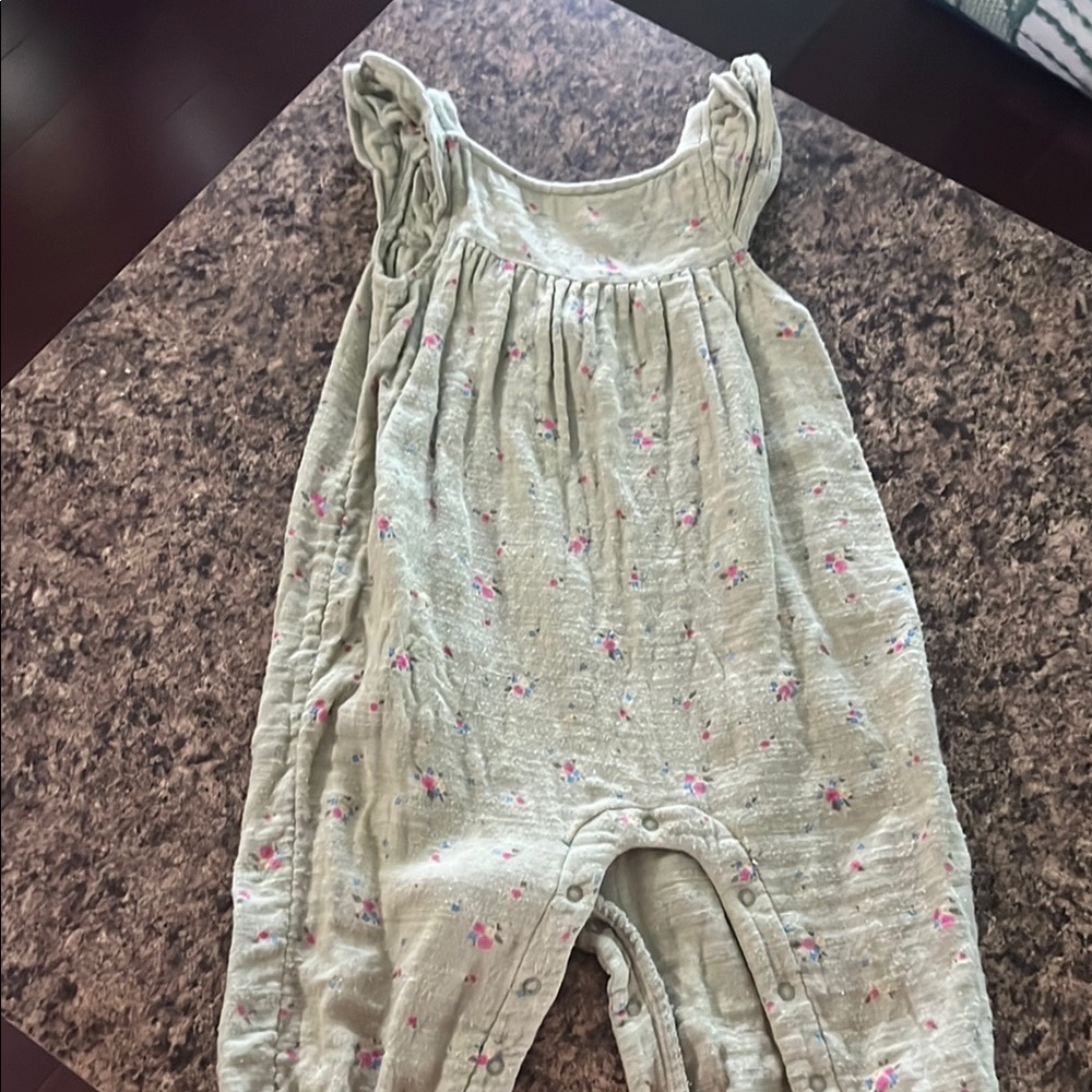 Cat & Jack Green and Pink Jumpsuit with Elastic Waistband